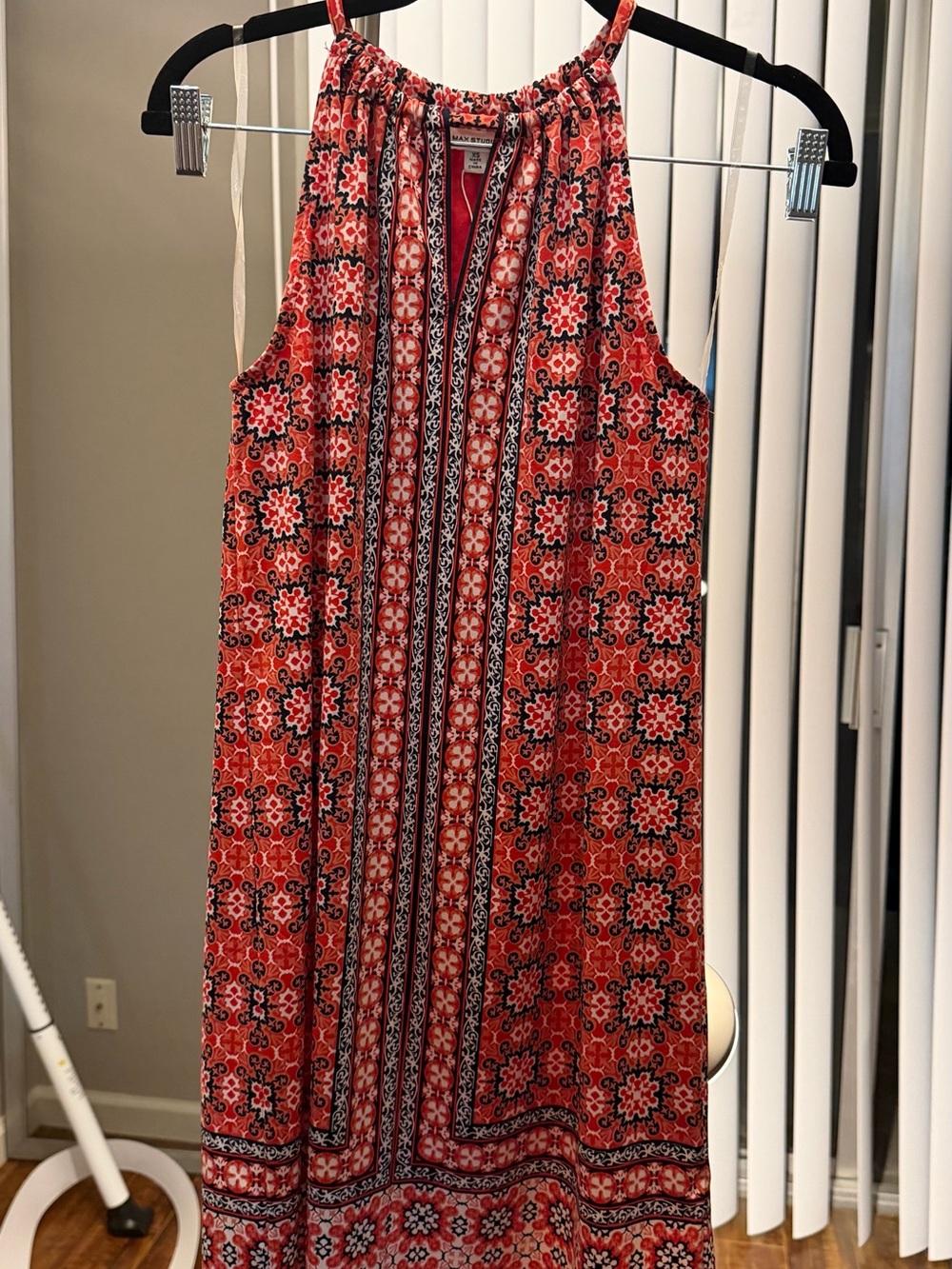 Max Studio Red Printed Halter Maxi Dress